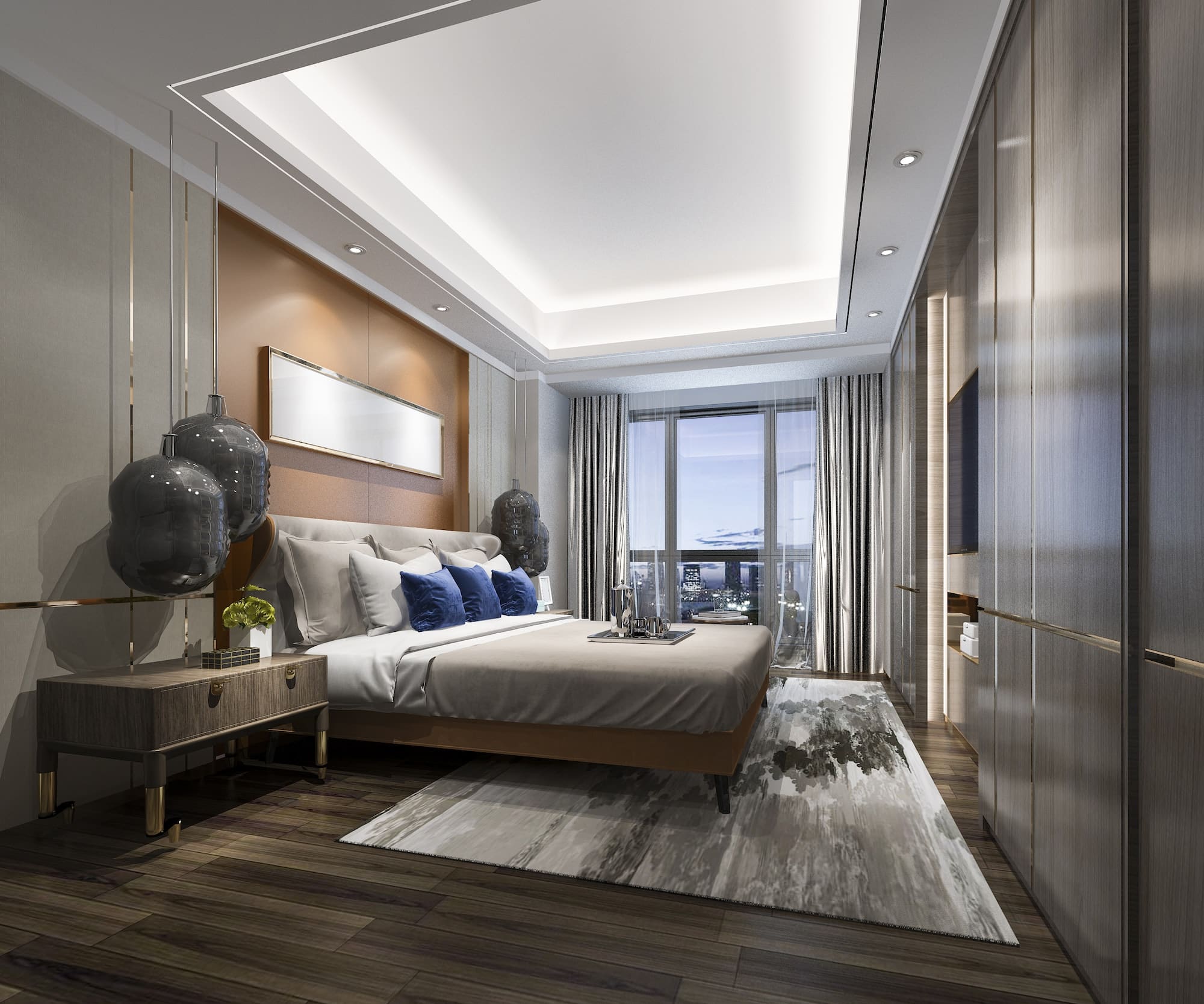 Rendering luxuriöse moderne Schlafzimmer Suite im Hotel 4